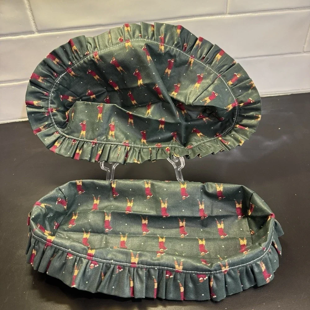 2 Longaberger‎  Basket Liner Dark Hunter Green With Vintage Golf Player Pattern